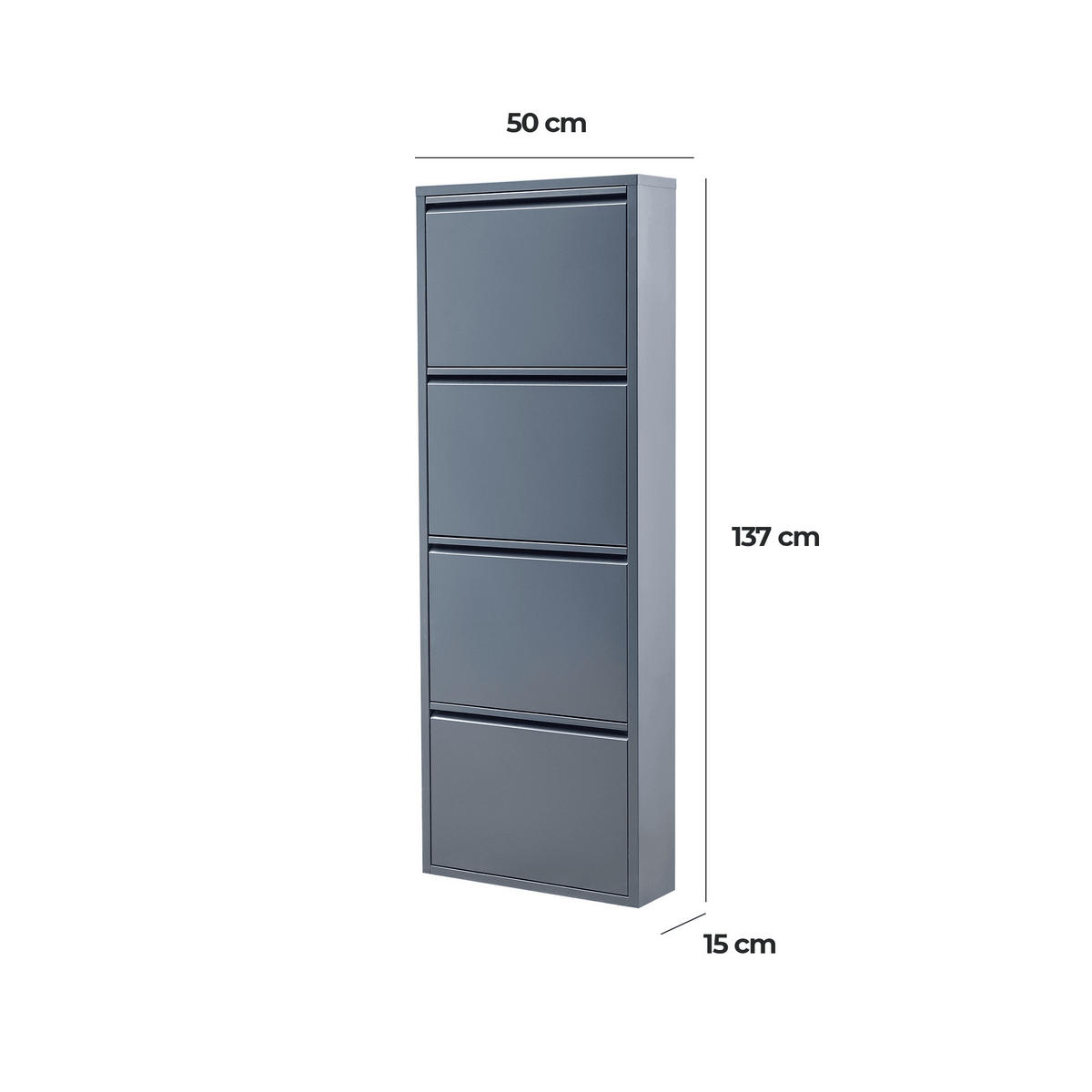 SCHUHSCHRANK schmal Metall mit Magnet 4 Klappen Anthrazit - Anthrazit, Metall (50/137/15cm) - Gowoll