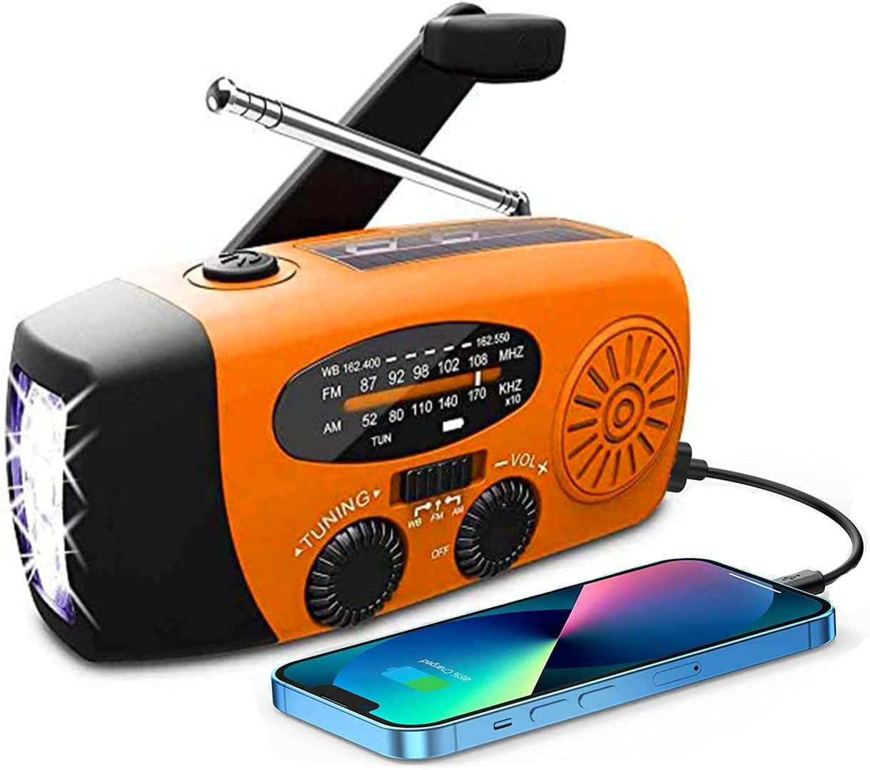 RADIO – NOAA AM/FM – Handkurbel-Generator / LED-Taschenlampe / 2000-mAh-Powerbank – Orange - Orange, Kunststoff (12.7/4.57/6cm) - DCA