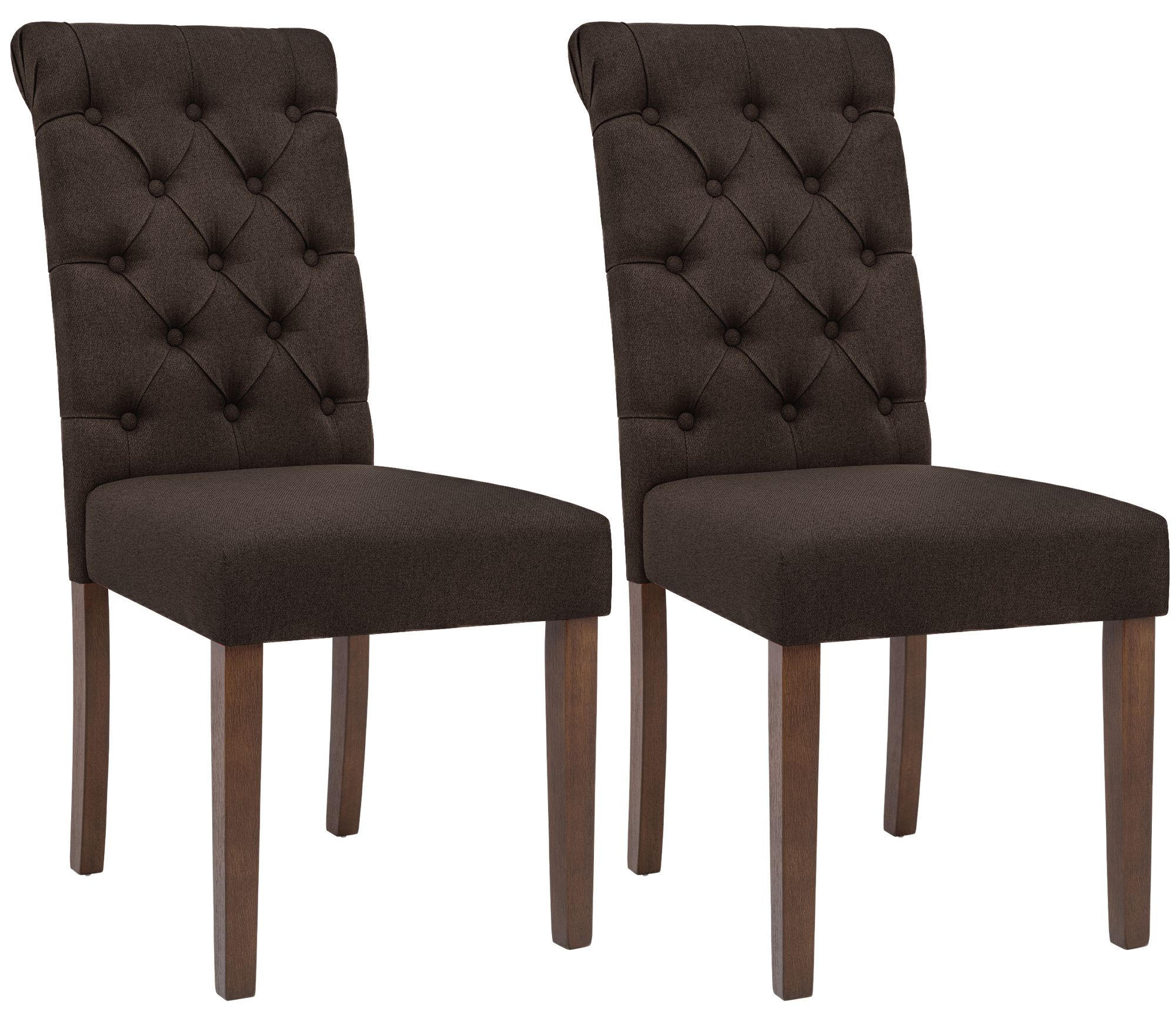 STUHL 2er Set Stoff braun - Walnussfarben/Braun, Holz/Textil (45/98/63cm) - CLP