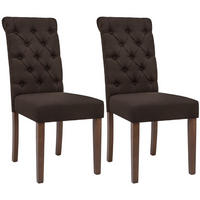 STUHL 2er Set Stoff braun - Walnussfarben/Braun, Holz/Textil (45/98/63cm) - CLP