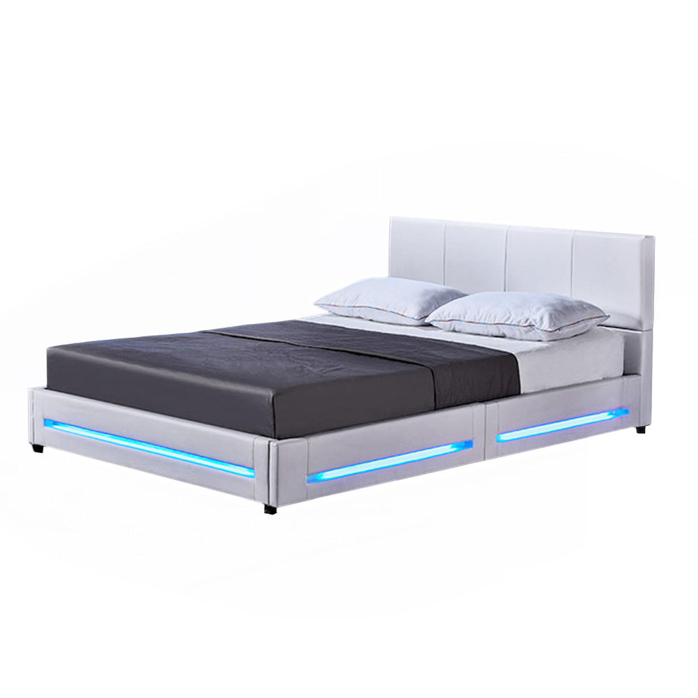 LED BETT ASTEROID - Weiß, 160 x 200 cm - Weiß, Kunststoff - Home Deluxe