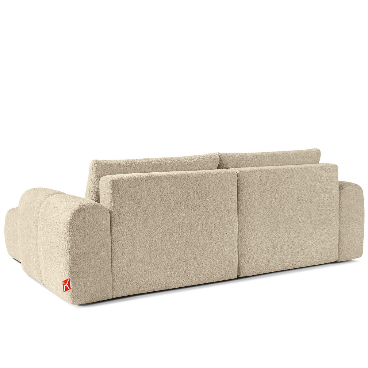 ECKSOFA LINKS RAVIA, Bouclé, Hellbeige - Beige, Holz/Textil (256/104cm) - KONSIMO®