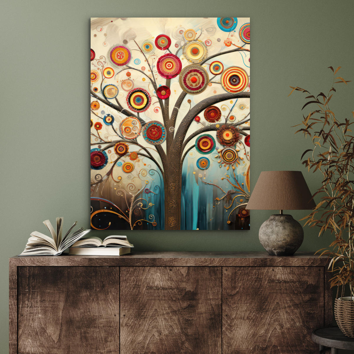 KOVOVÝ OBRAZ Strom - Strom života - Farba 60x80 cm - hnedá, kov (60/80cm) - MuchoWow