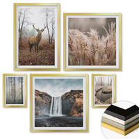 WANDBILDER 5er Set - 50x50 cm & 20x30 cm & 40x60 cm Goldrahmen - Die charmanten Straßen der Hafenstädte - Goldfarben, Kunststoff (40/60cm) - ArtPrintCave
