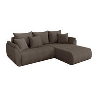 ROHOVÁ SEDAČKA s funkcí spaní, otoman vpravo TOKO-L 277x194x86 hnědá bouclé - černá/hnědá, kompozitní dřevo/textil (277/194cm) - ALTDECOR