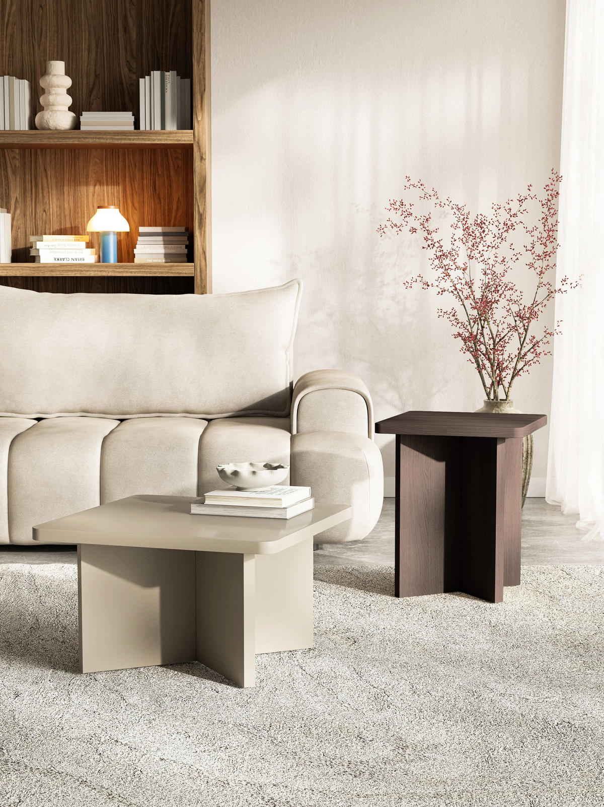 COUCHTISCH Qubeo kaschmirgrau 60 cm - Taupe, Holzwerkstoff (60/60/35cm) - Selsey