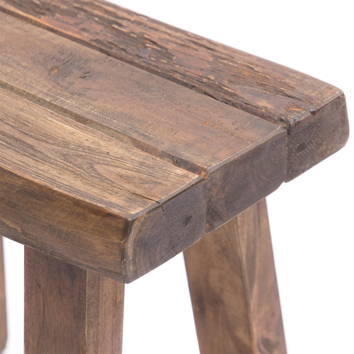 HOCKER Rustic Teak Massivholz braun rustikal - Naturfarben, Holz (42/41/29cm) - DESIGN DELIGHTS