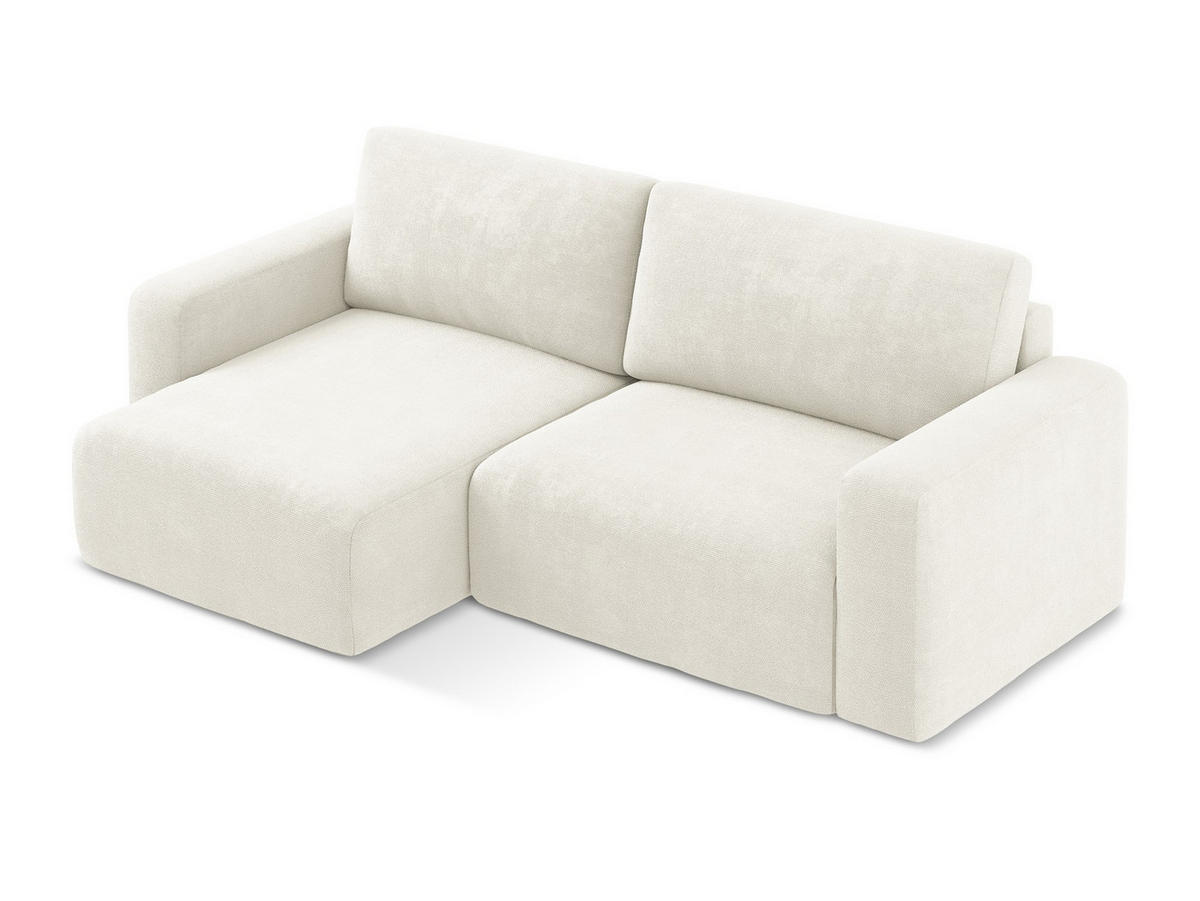 ECKSOFA mit Schlaffunktion links Chenille Stoff Weiß - Pink/Schwarz, Kunststoff/Textil (149/244cm) - Makamii