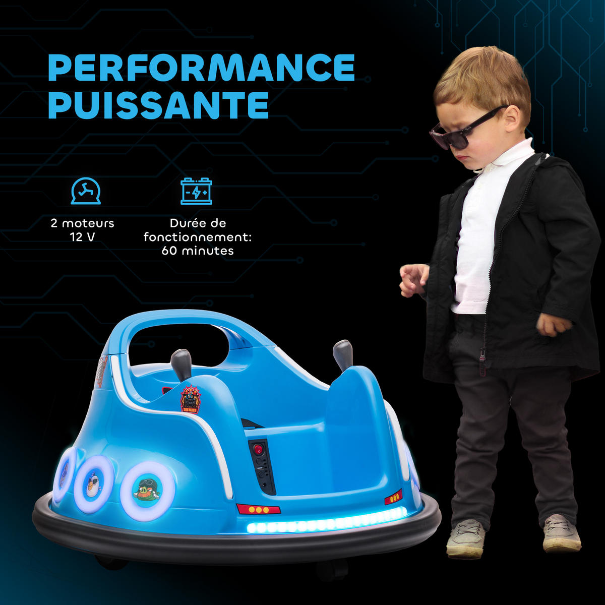 BUMPER-CAR DE-13154 360° Drehung Blau - Blau, Kunststoff (73/73/44cm) - ComfortXL