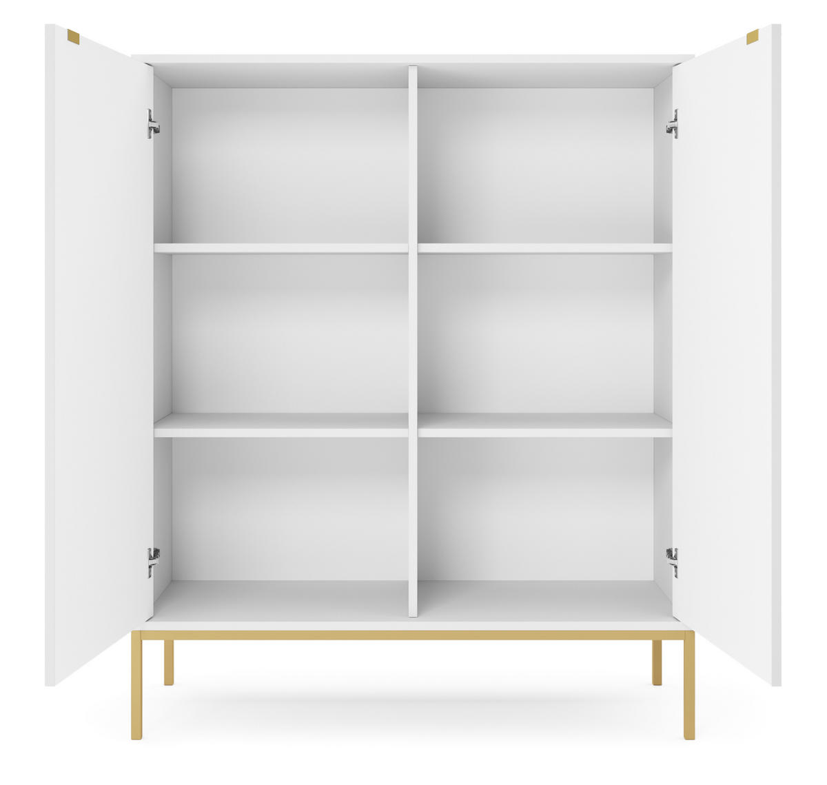 HIGHBOARD Vellore Weiß mit goldenen Metallbeinen 104 cm - Goldfarben/Weiß, Holzwerkstoff/Metall (104/125/39cm) - Selsey