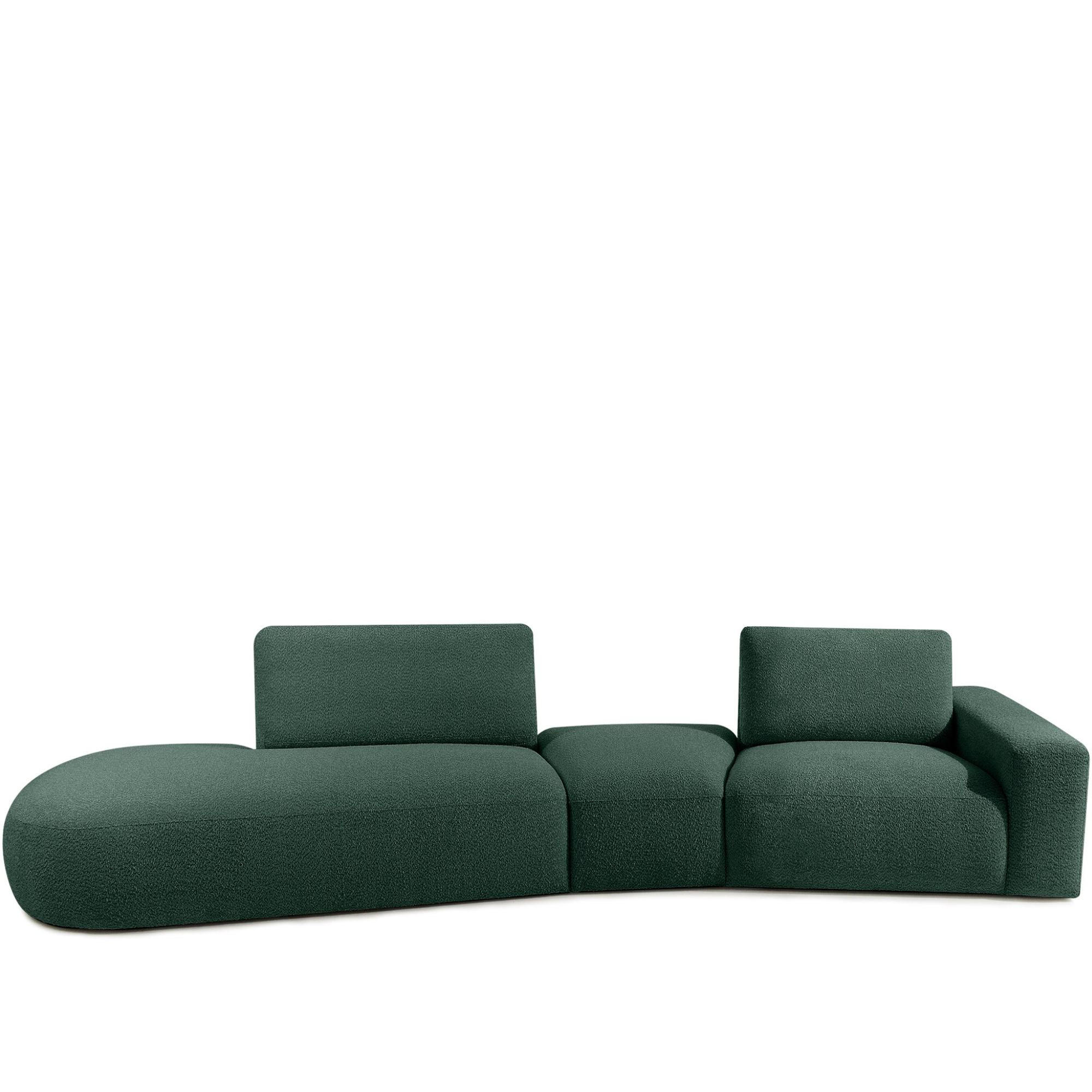 4-SITZER ECKSOFA ZUCCO Boucle links, Grün - Grün, Textil (350/84/105cm) - KONSIMO®