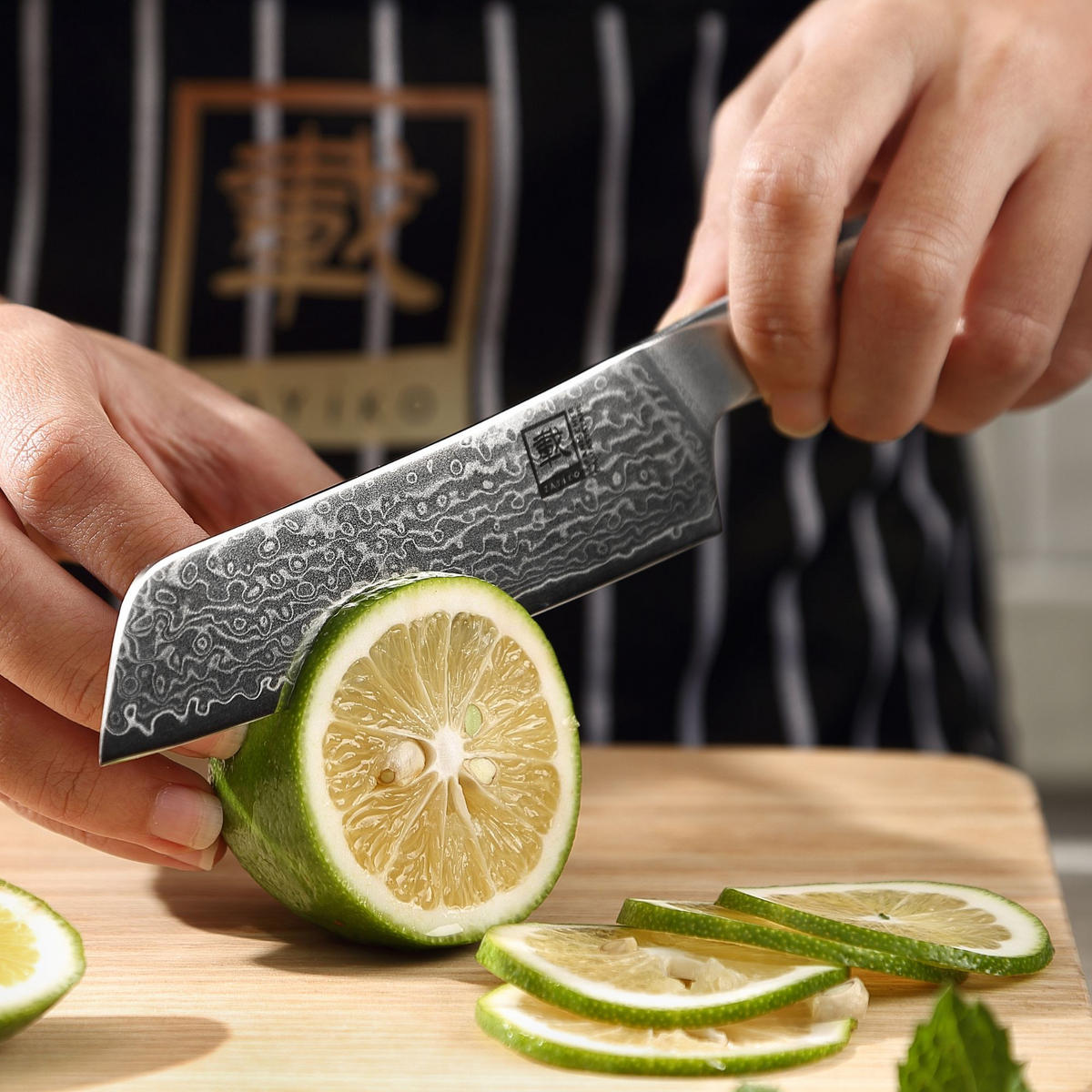 DAMASTMESSER-SET 3-TEILIG 12–20 cm - Ahornfarben, Holz/Metall - Zayiko