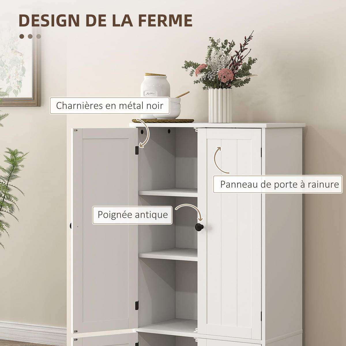 HIGHBOARD DE-11164 2 Schränke & verstellbarem Boden Weiß - Weiß, Holzwerkstoff (30/123/58.2cm) - ComfortXL