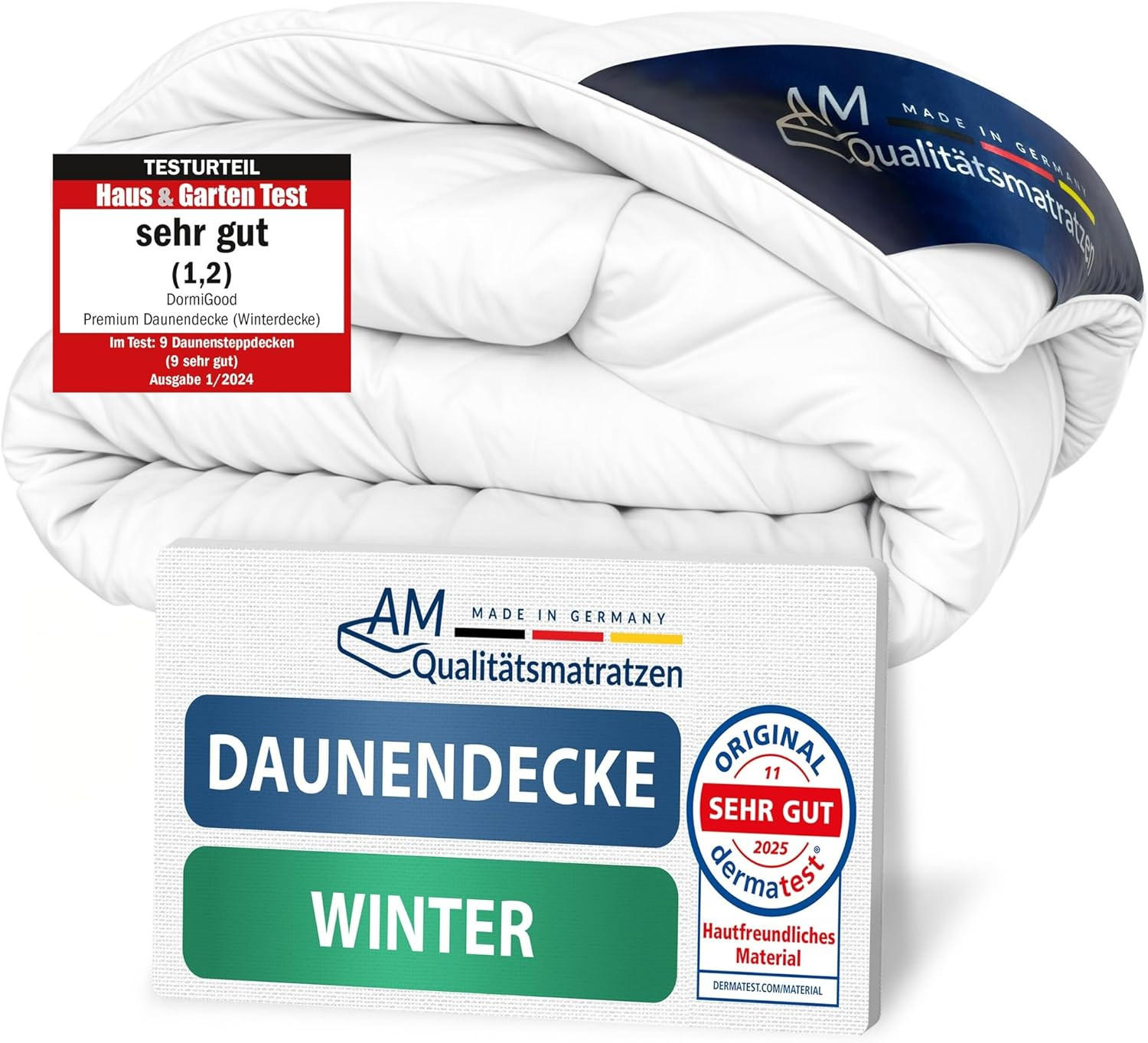 WINTER DAUNENDECKE 135/200 cm - Weiß, Textil (180/200cm) - AM Qualitätsmatratzen