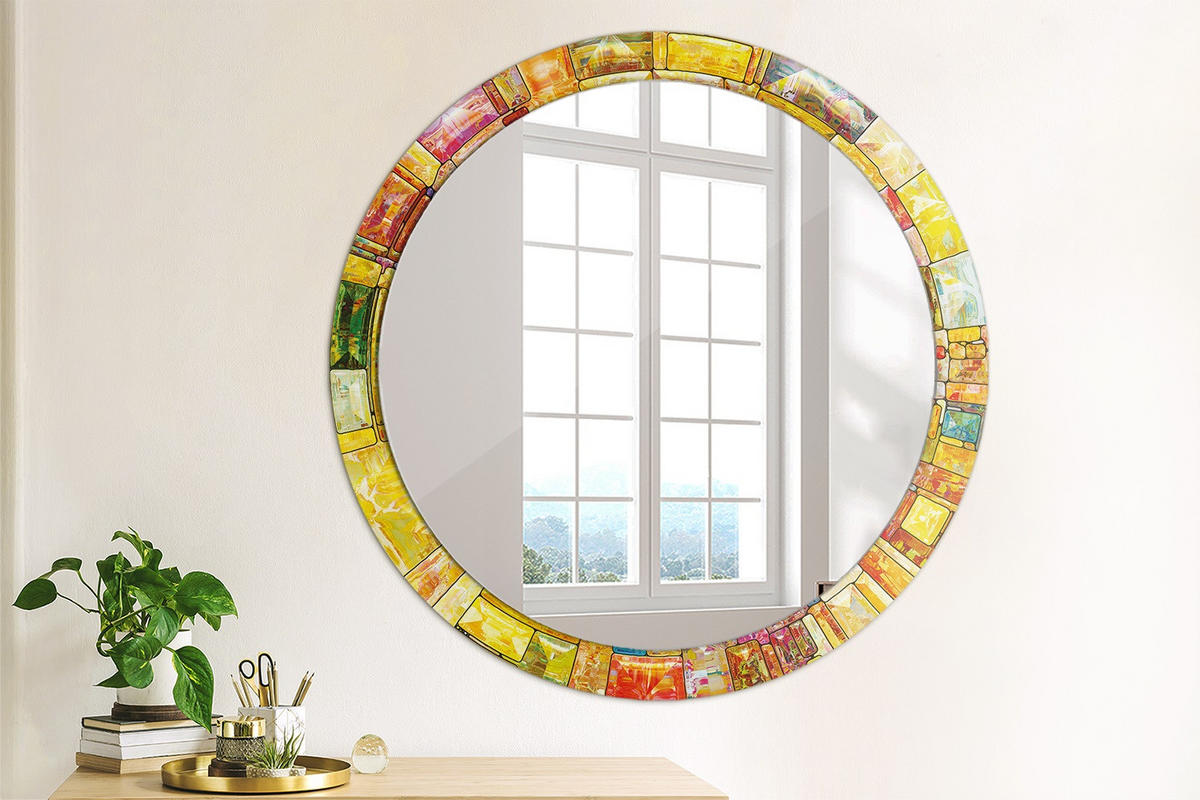 SPIEGEL Ø90 cm Rund mit Aufdruck - Multicolor, Glas (90/90/0.4cm) - TULUP