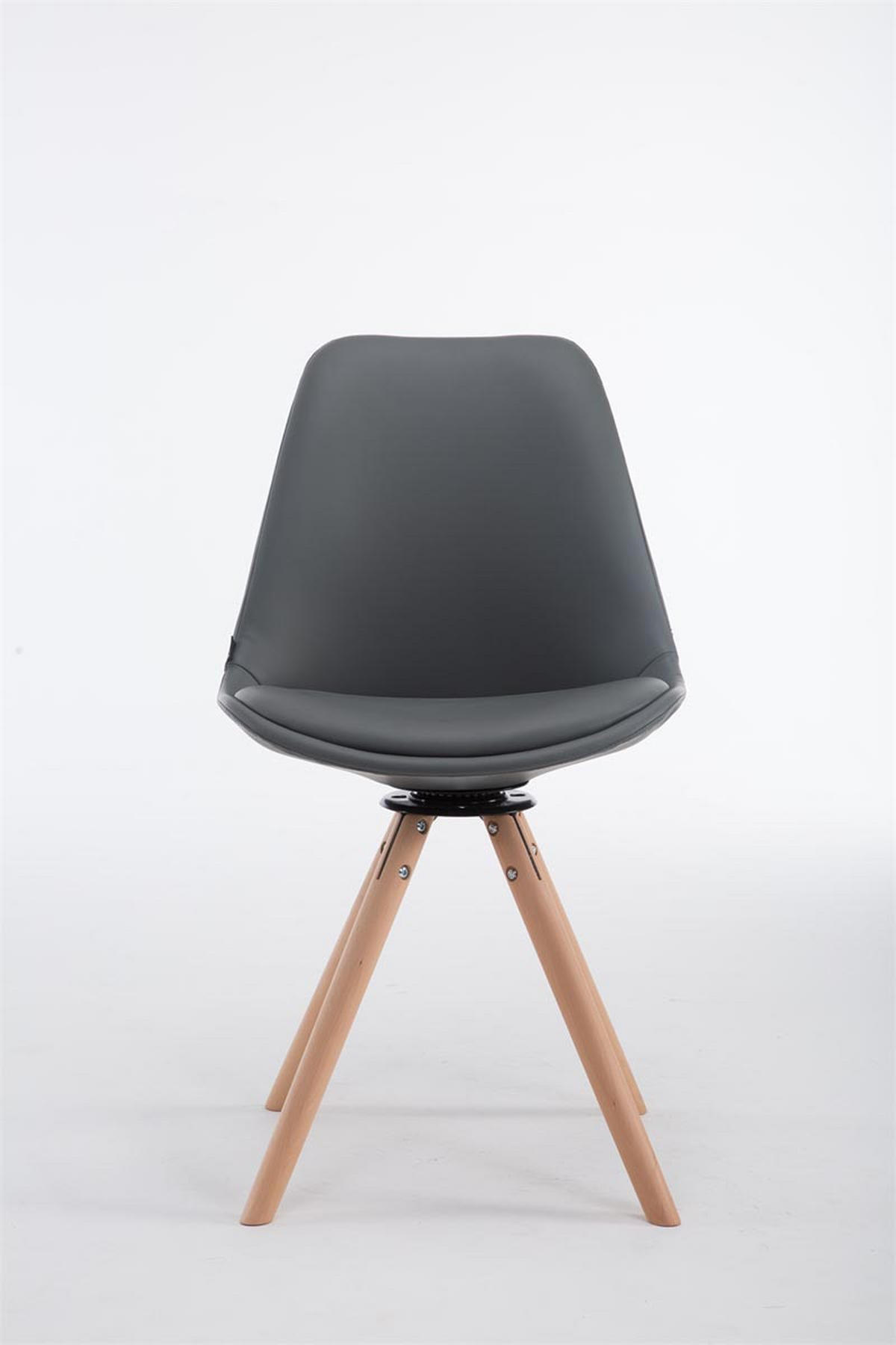 STUHL Lederlook grau - Eukalyptusholzfarben/Grau, Holz/Textil (48/84/56cm) - CLP