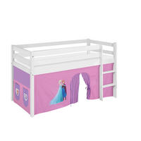 HOCHBETT JELLE mit FROZEN lila Vorhang - Die Eiskönigin - Kinderbett - Weiß, Holz - Lilokids