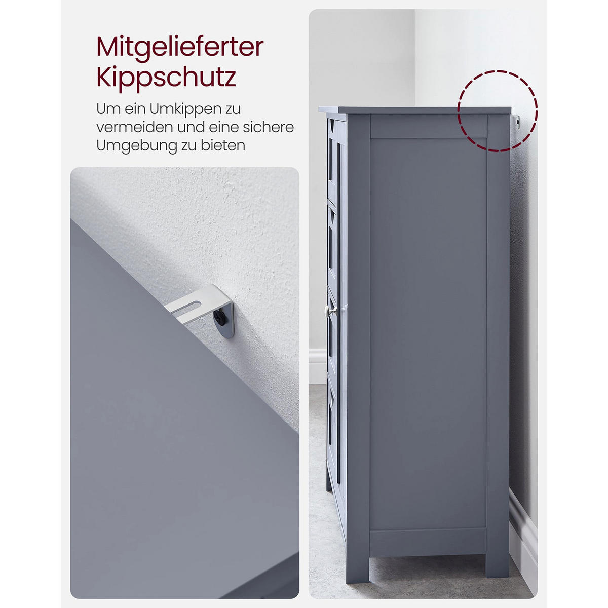 BADEZIMMERSCHRANK PORT-AU-PRINCE - Grau, Holzwerkstoff (55/82/30cm) - Hansiro