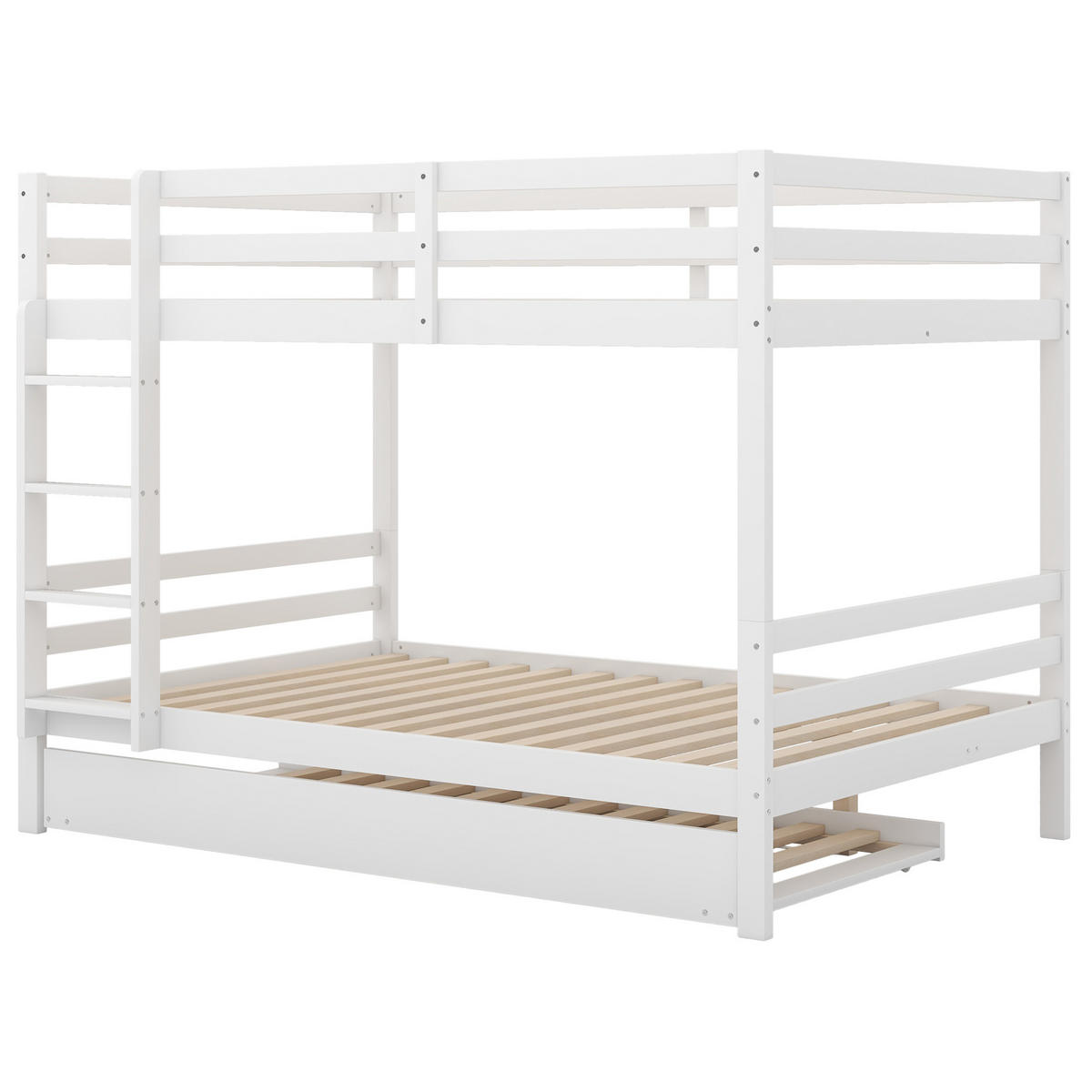ETAGENBETT 140/200 cm in Weiß mit Ausziehbett und stabiler Treppe - Weiß, Holz (140/200cm) - Flora Grace
