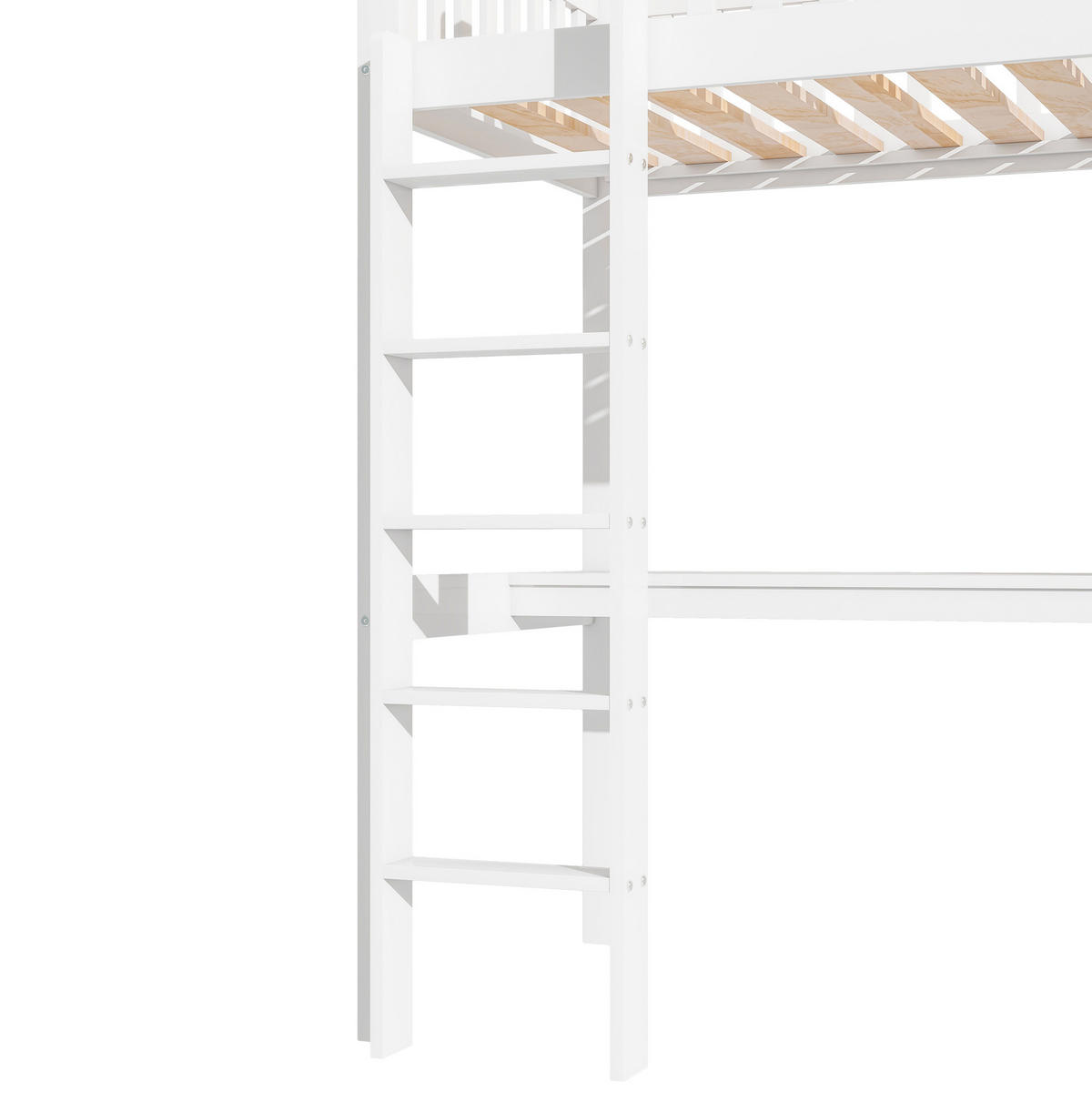 HOCHBETT 90/200 cm aus Kiefernholz und MDF mit Schreibtisch und Kleiderschrank Weiß - Weiß, Holz (90/200cm) - Modenvie