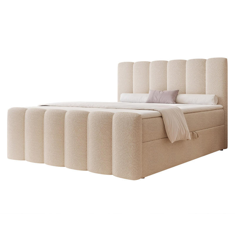 BOXBETT FERRERO 160/200 cm, in Beige, mit Matratze - Beige, Textil (160/200cm) - Idohome