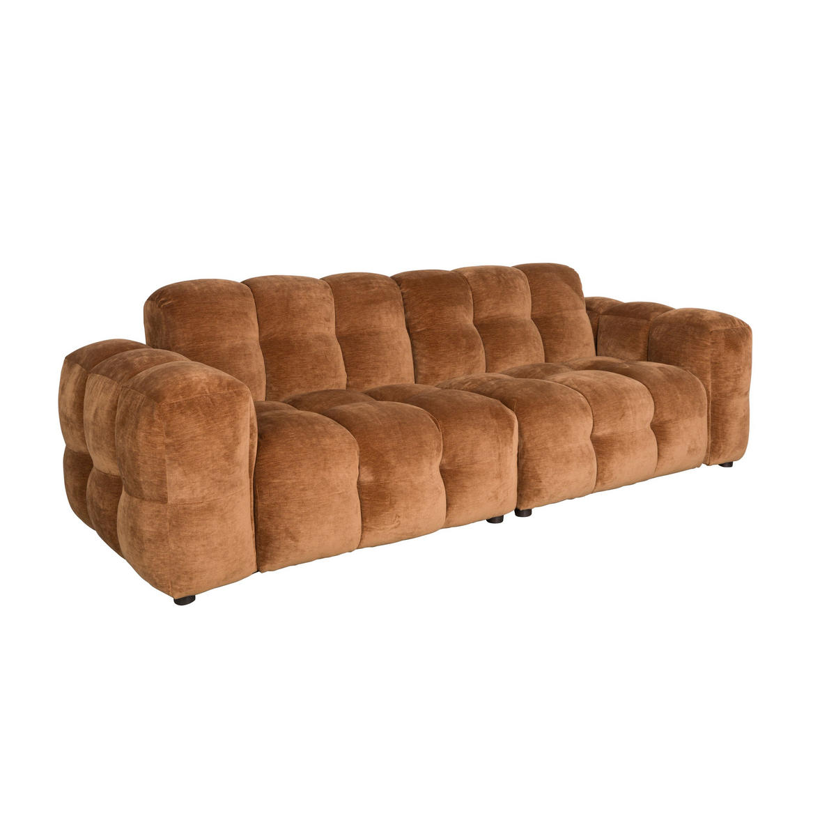 SOFA 3-SITZER Hackman Samt Cognac/ Braun - Cognac/Braun, Kunststoff (264/84/102cm) - Dutchbone