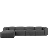 ECKMODULSOFA-LINKS BUFFO 6-Sitzer mit extrem weicher Sitzfläche, Gewebestoff, aschfahl - Grau, Textil (377/180cm) - KONSIMO®