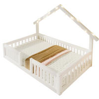 HAUSBETT 90x200 cm in Weiß mit Rausfallschutz und LED-Lichterkette - Weiß, Holz (90/200cm) - IVMEU
