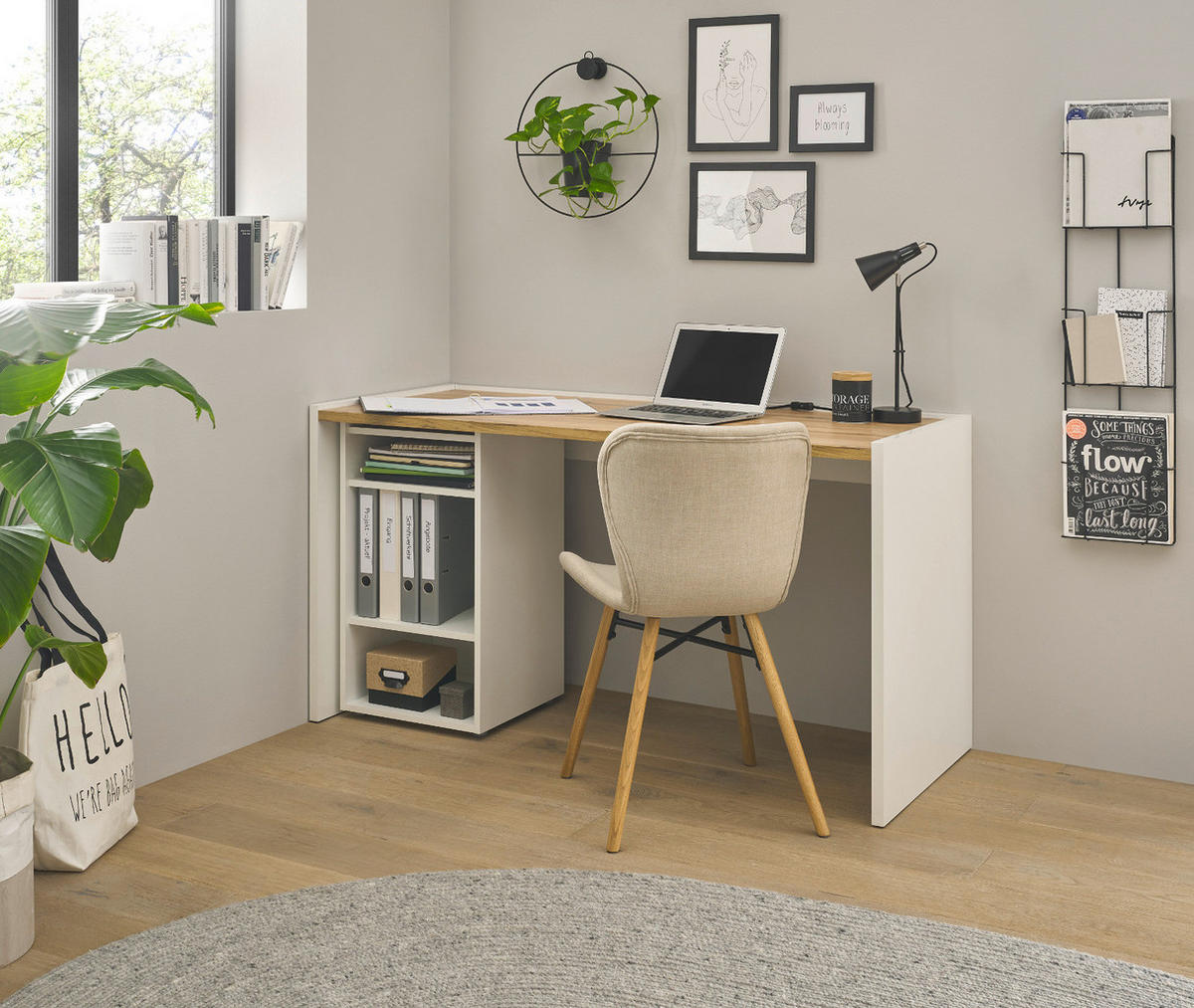 STANDCONTAINER Weiß matt, Eiche Wotan 40 x 70 cm, Aktenregal mit 3 Fächern - Eiche Wotan/Weiß, Holzwerkstoff/Kunststoff (40/70/40cm) - Furn.Design