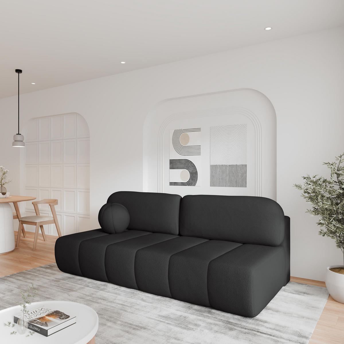 SCHLAFSOFA - Fluffy - Schwarz (Anthology 19) - Schwarz, Holz (210/88/104cm) - Möblo