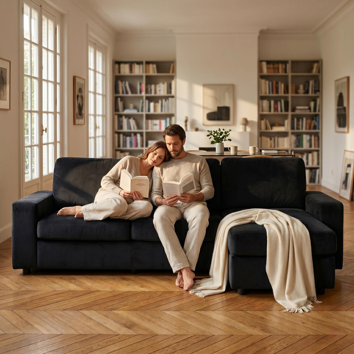 ECKSOFA Polyester Schwarz mit Stauraum - Schwarz, Holzwerkstoff/Textil (245.5/150.5cm) - WISHDOR