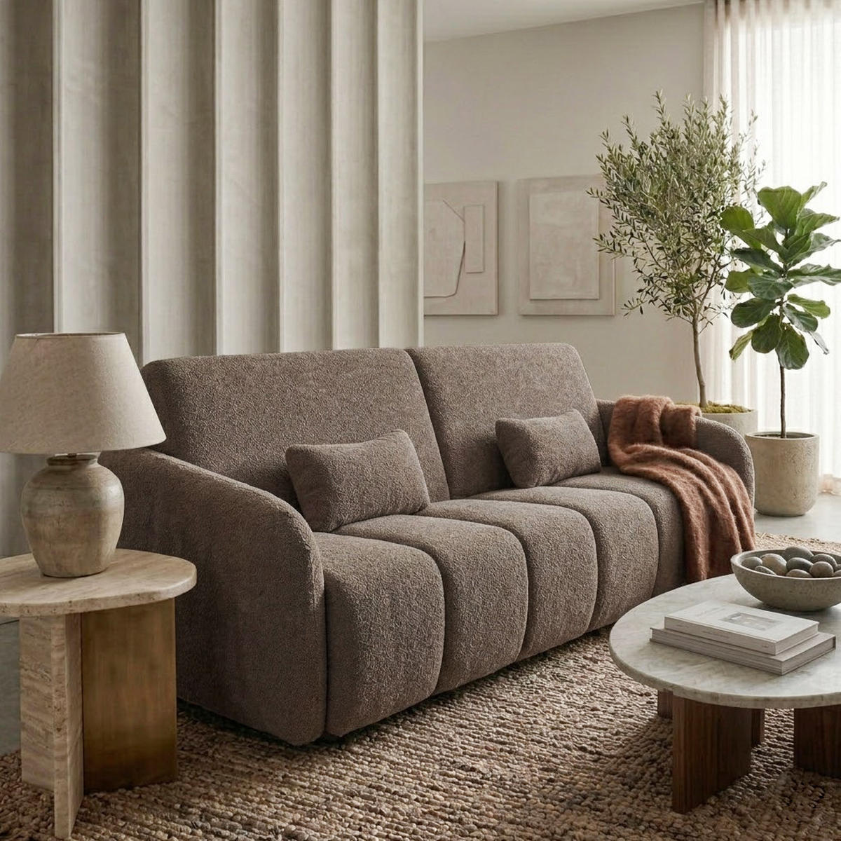 SCHLAFSOFA Carla 3-Sitzer mit Schlaffunktion, Braun - Braun, Textil (225/93/100cm) - Beautysofa