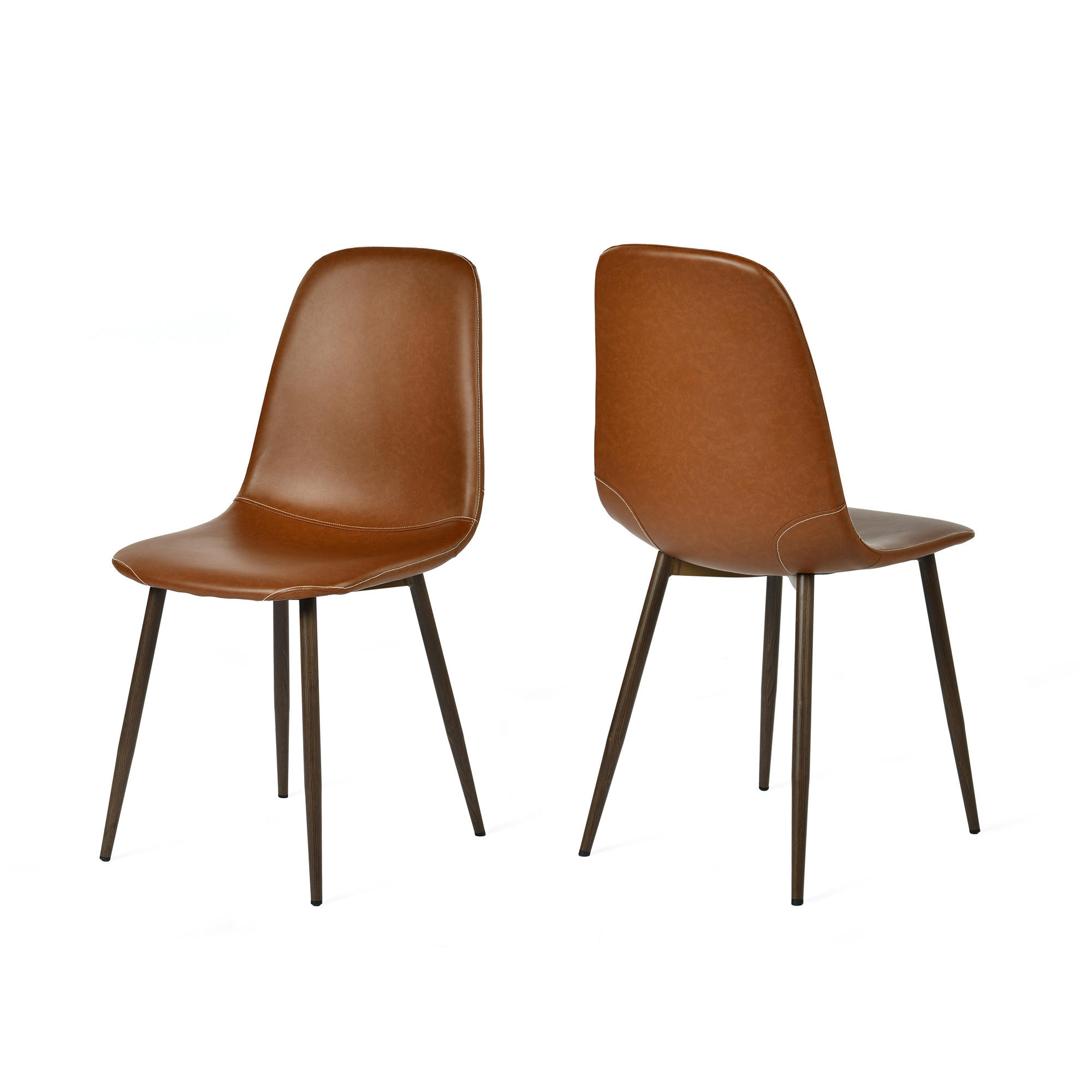 ESSZIMMERSTÜHLE 2er-Set, gepolstert, Kunstlederbezug, Braun - Braun, Metall (43/88/53cm) - Meubles Cosy