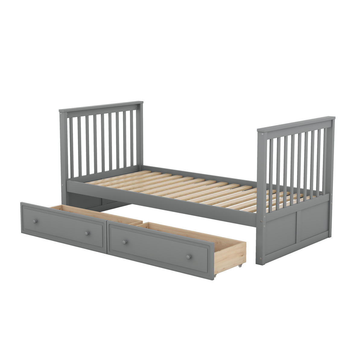 ETAGENBETT 90/200 cm aus Kiefer mit 2 Schubladen und Umbaufunktion Grau - Grau, Holz (90/200cm) - Modenvie
