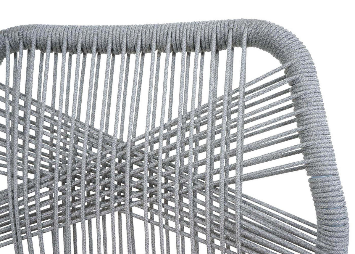 GARTENSTUHL 2er-Set HxBxT 101x45x52cm Sitzhöhe 76cm Hellgrau Kissen Taupe Seilgeflecht Metall - Hellgrau, Metall (45/101/52cm) - PROREGAL