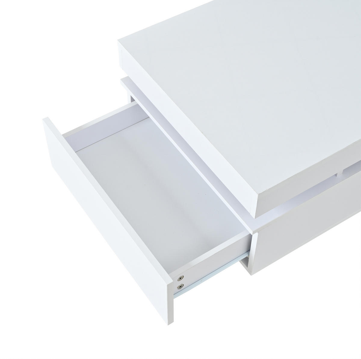 COUCHTISCH aus Spanplatte 100x50x35 cm Weiß Hochglanz mit 2 Schubladen und LED-Beleuchtung - Weiß, Holzwerkstoff (100/50/35cm) - IVMEU
