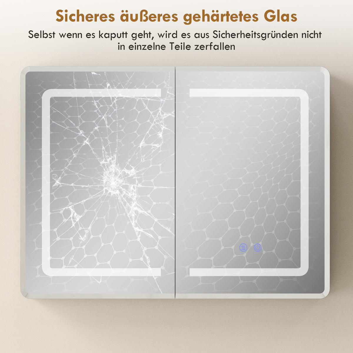 SPIEGELGLAS mit Sicherheitsglas aus Aluminium Silber - Silberfarben, Glas (13.5/60/80cm) - HOMCOM