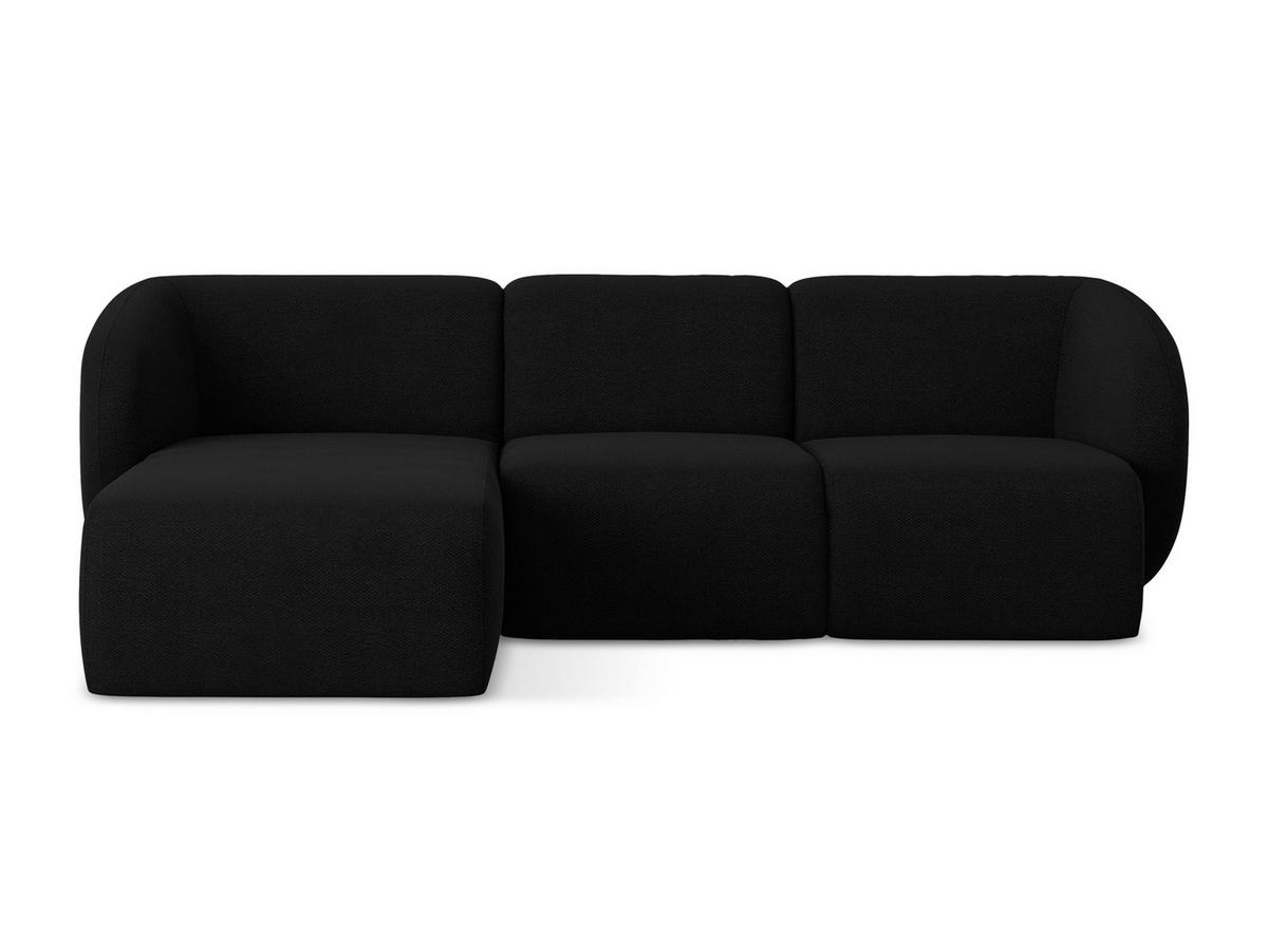 ECKSOFA Links Bouclé Stoff Schwarz - Schwarz, Holzwerkstoff/Kunststoff (248/166cm) - Makamii