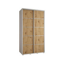 SCHWEBETÜRENSCHRANK 235,2/130/60 2-türig - Silberfarben/Weiß, Holz/Metall (130/235/60cm) - Abiks Möbel
