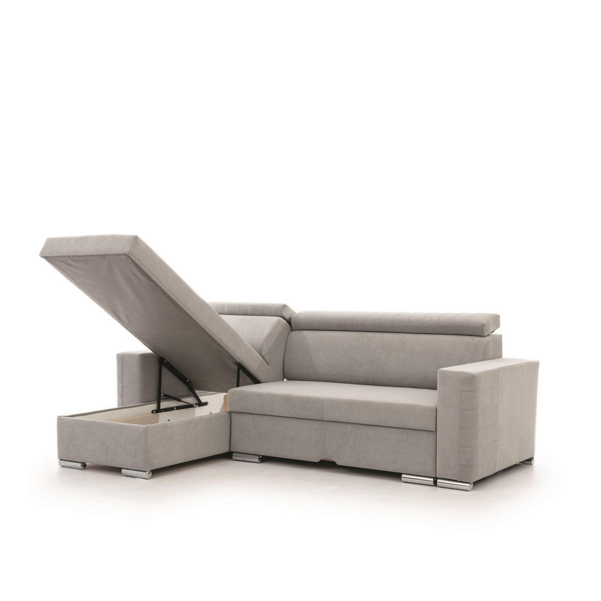 ECKSOFA Canton In Camelia - Hellgrau, Holzwerkstoff/Textil (260/173cm) - Fun Möbel