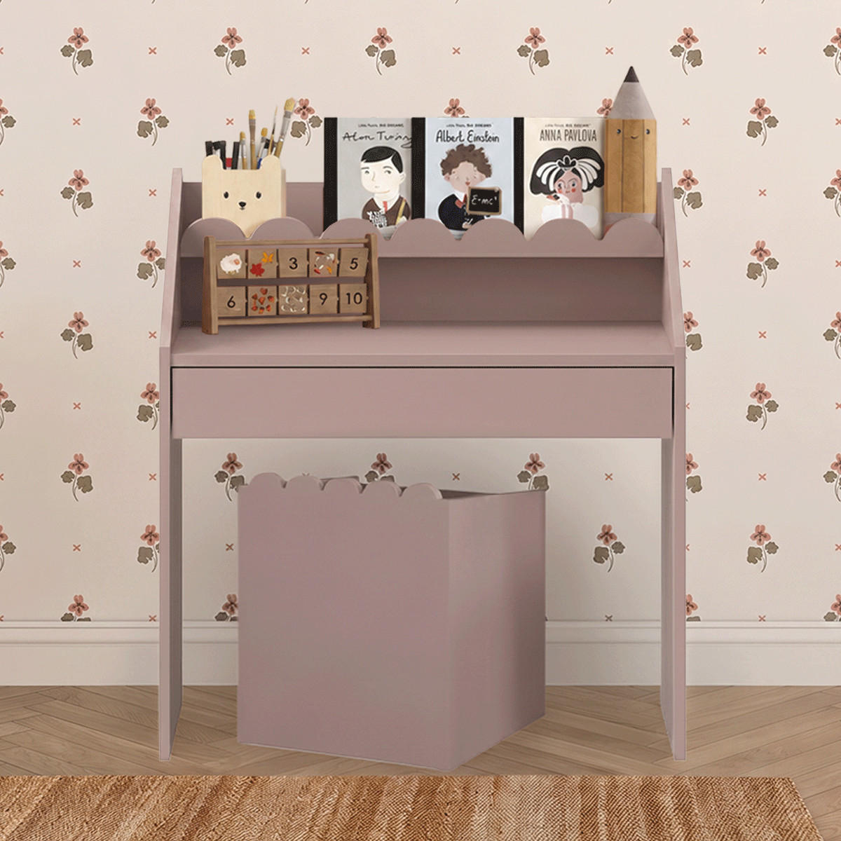 PISAĆI STOL Book Nook Ruža - pink, drvni materijal (71/76/33cm) - Petits-meubles