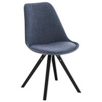 STUHL Stoff blau - Blau/Schwarz, Holz/Textil (47/84/59cm) - CLP