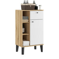 BADKOMMODE weiß, Evoke Eiche, Badkommode, 51 x 90 cm - Eichefarben/Schwarz, Holz/Holzwerkstoff (51/90/33cm) - Furn.Design