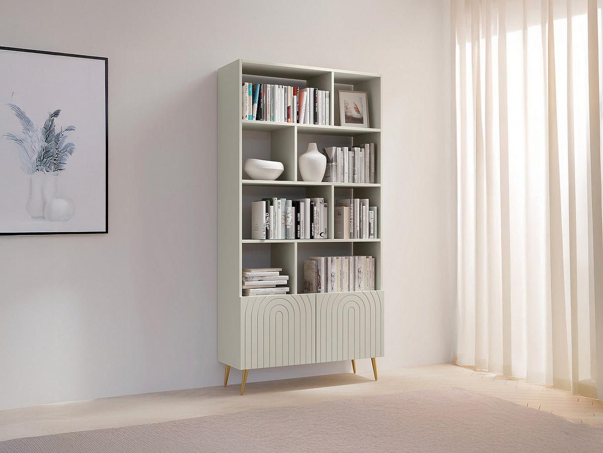 BÜCHERREGAL - 90 cm x 35 cm - holz - beige Norsim - Beige, Holz/Metall (90/180/35cm) - Vente-Unique