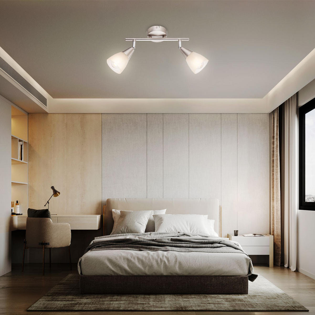 DECKENLEUCHTE Nickel Matt Silber - Silberfarben, Metall (25.5/8/19cm) - Globo Lighting