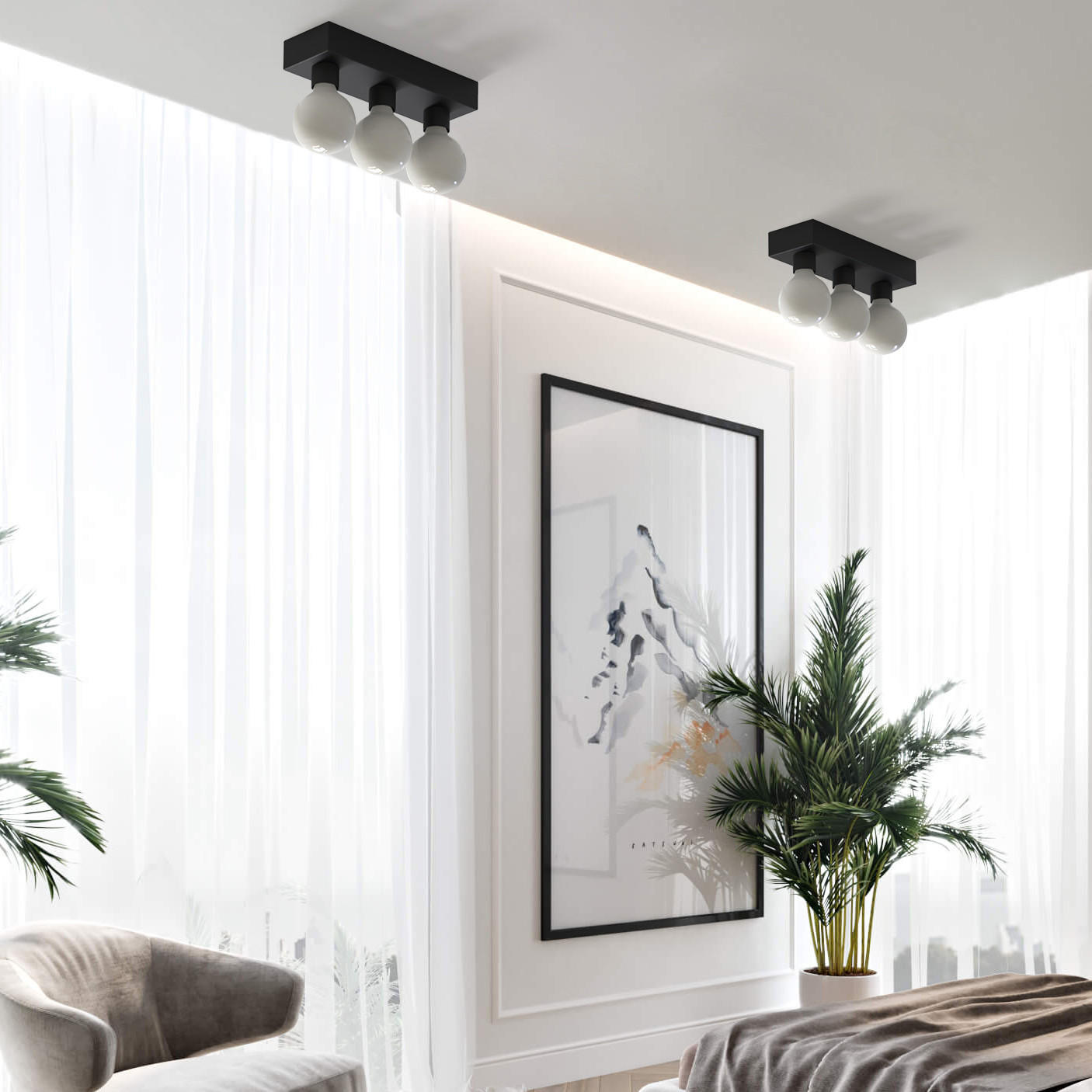 DECKENLEUCHTE - Schwarz, Metall (10/30/7.5cm) - Lumicom