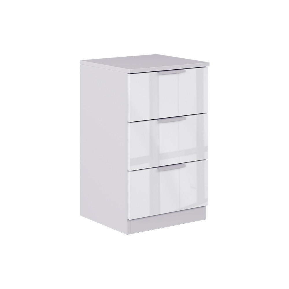 NACHTTISCH Fino Weiß Hochglanz 37.6 x 61.8 cm mit 3 Schubladen - Weiß Hochglanz, Holzwerkstoff (37.6/61.8/35cm) - Vicco