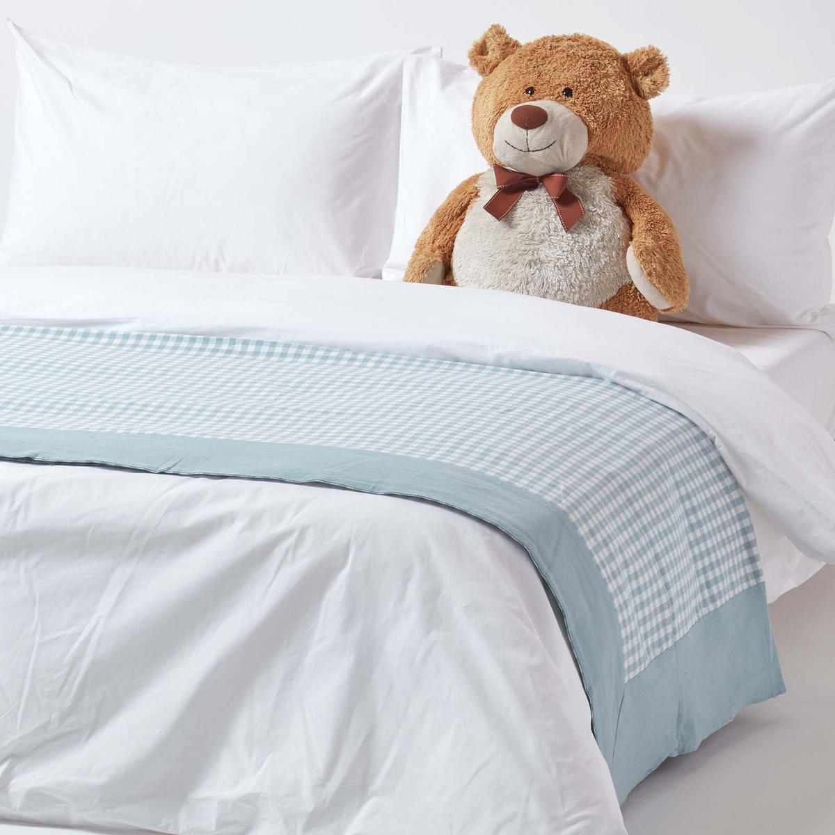 ÜBERWURF 150/200 cm, Vichy Karo 100% Baumwolle - Blau, Textil (150/200cm) - Homescapes