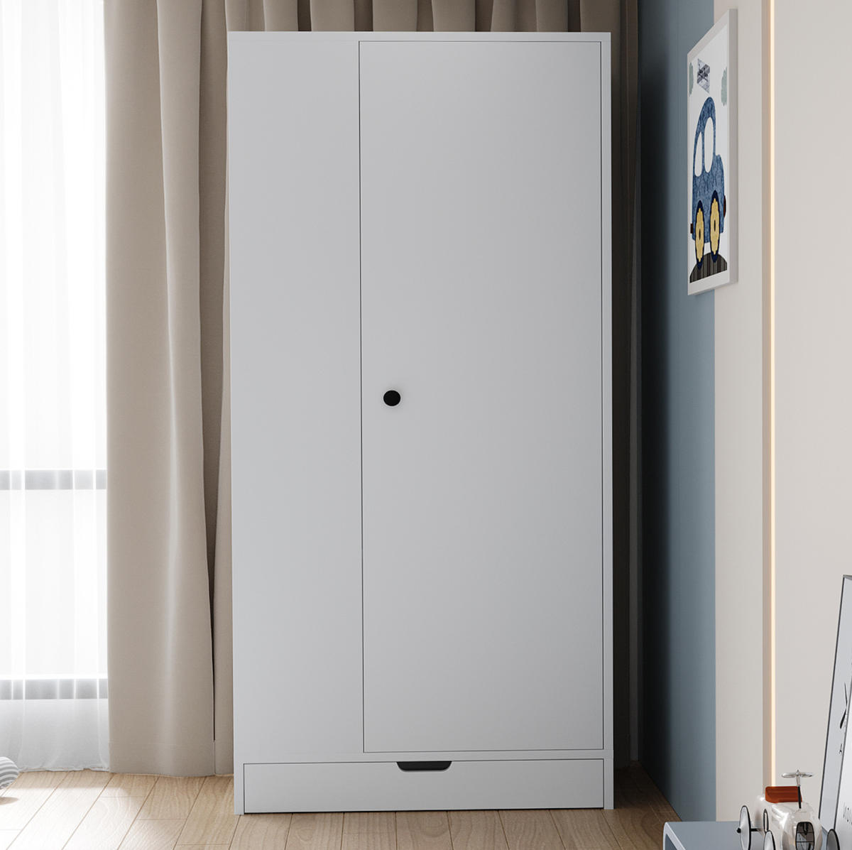 ORMAR od drva 70x40x170 cm bijela s vratima i policama za urednu pohranu - bijela, drvni materijal (70/170/40cm) - Modfu