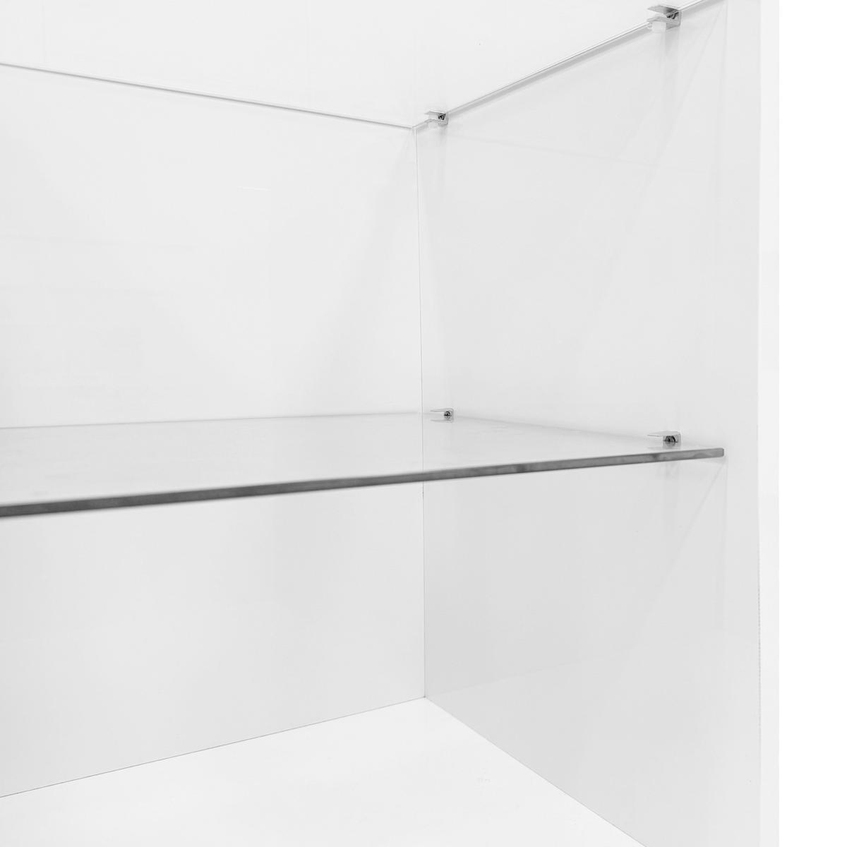 LOWBOARD 180/38/48 cm Weiß/Natur aus Spanplatte mit Glasregalen - Weiß, Holzwerkstoff (38/48/180cm) - OKMYHOME
